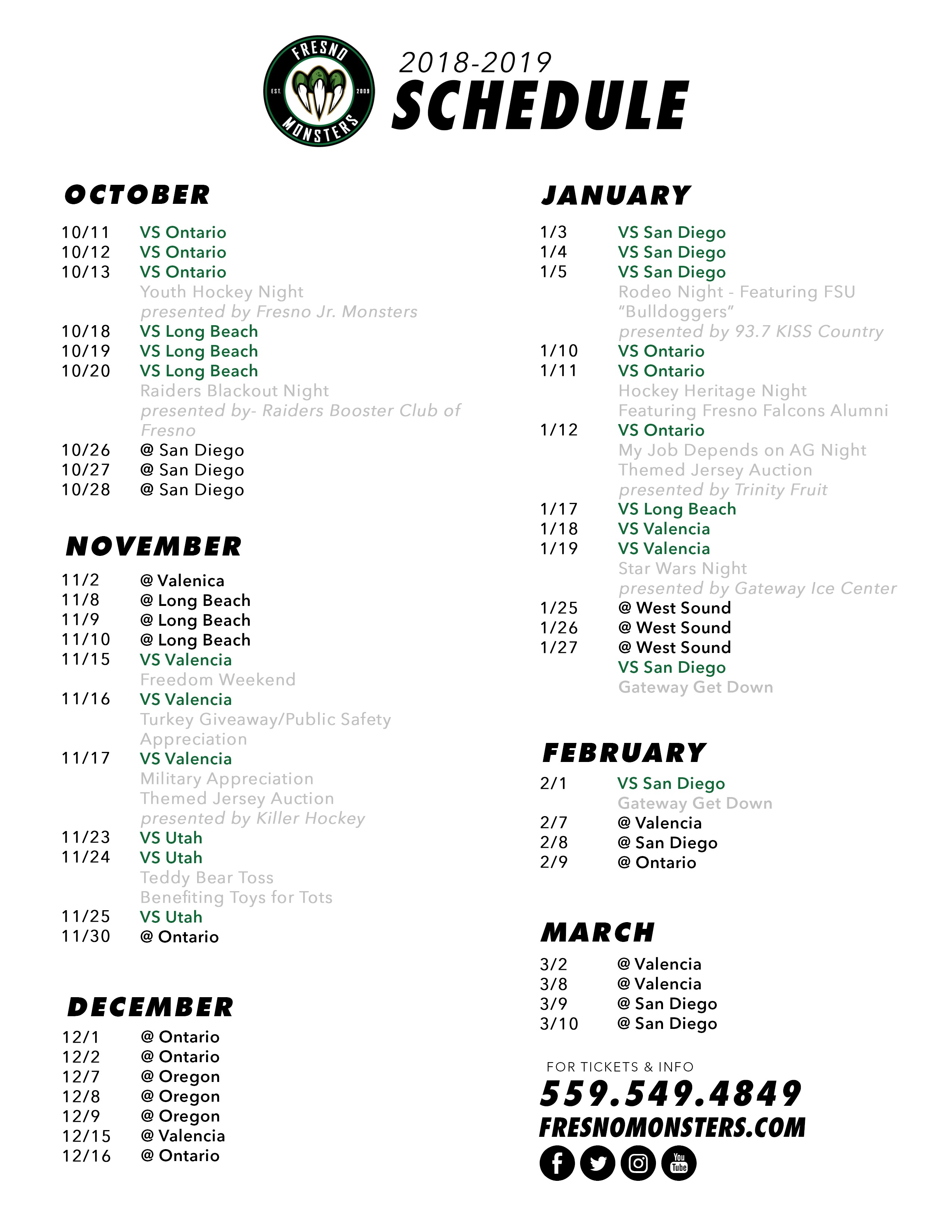 Fresno Monsters Hockey Schedule & Press Releases Kings River Life